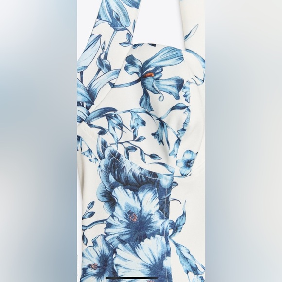 ZARA Blue Floral Halter Tie-Back Mini Dress – Size Medium - Picture 8 of 16